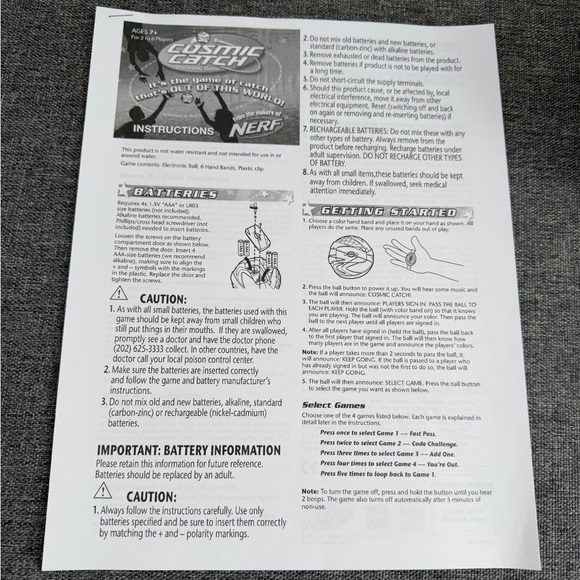 Nerf 2006 Cosmic Catch Electronic Game WORKS COMPLETE Black Red Ball Ages 7+ - Picture 5 of 14